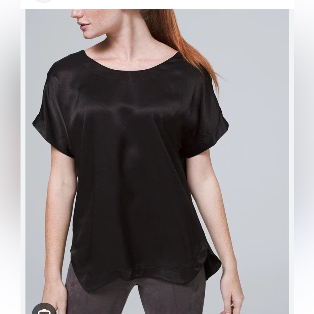 NWT White House Black Market Woven Front Short Sleeve Tee